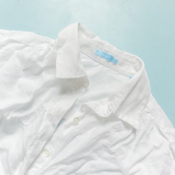 J McLaughlin White Button Front Boxy Cut Loose Fit Blouse Size XSmall - Picture 2 of 7